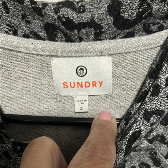 Sundry Gray and Black Animal Print Hoodie - Picture 2 of 6